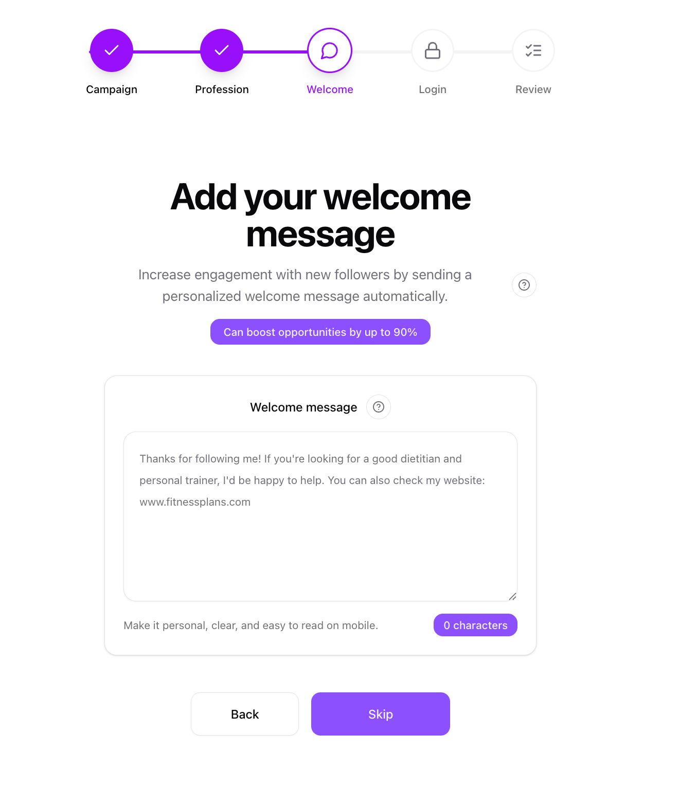Set your welcome message